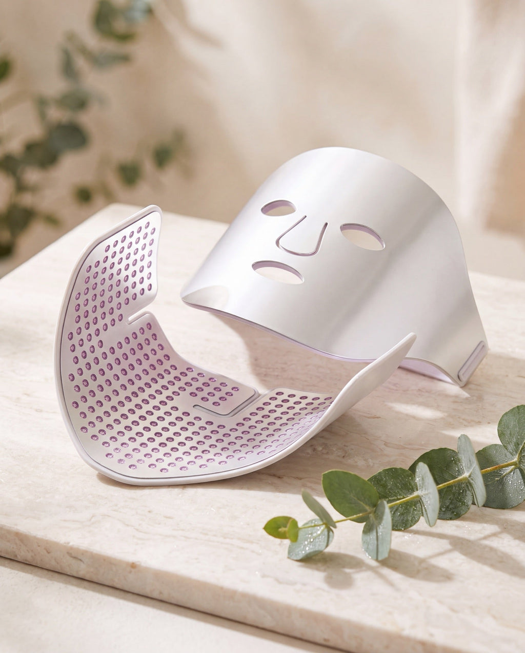 FOTOAGE LED mask on marble with eucalyptus